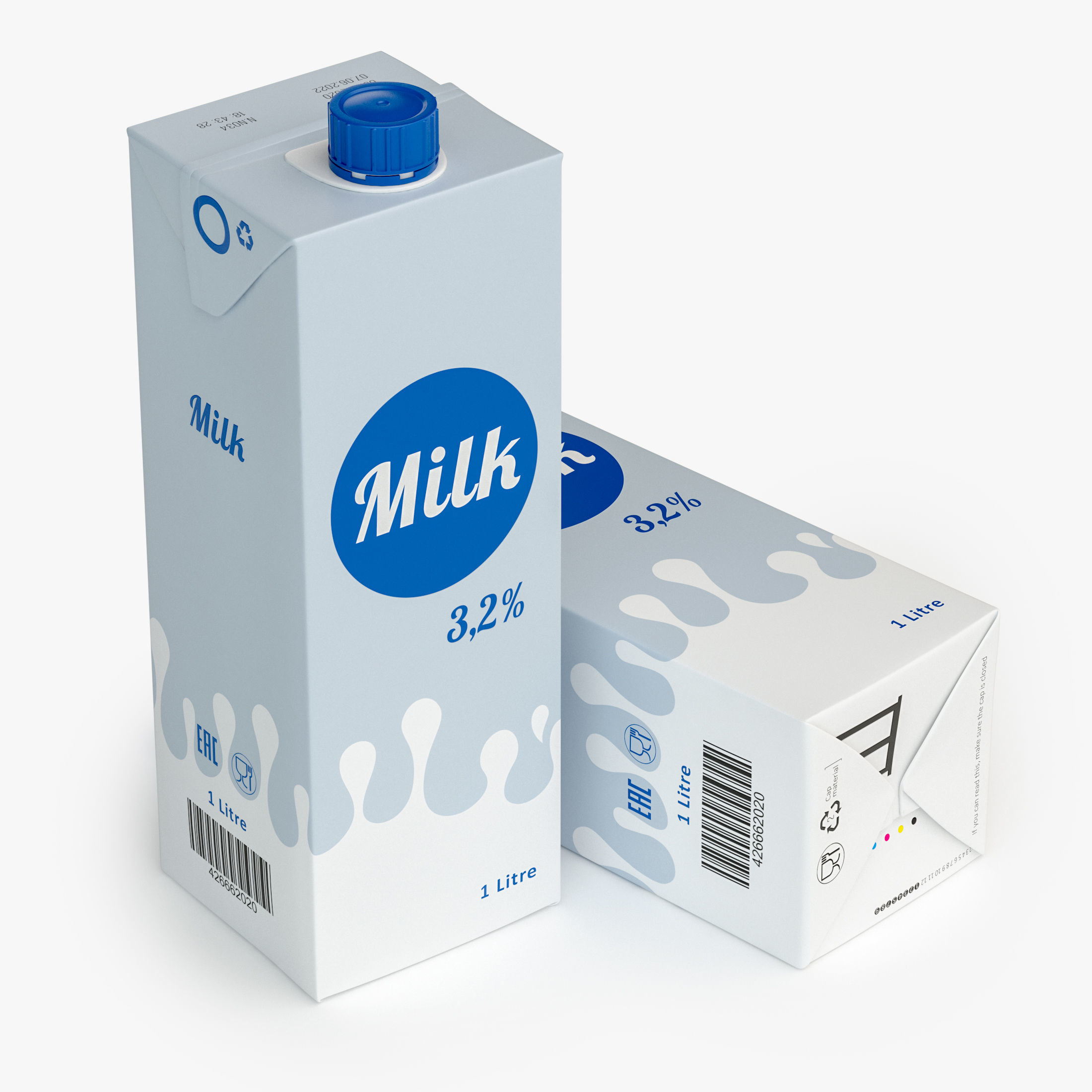 Milk Carton Package 1L 3D model 3D model_1
