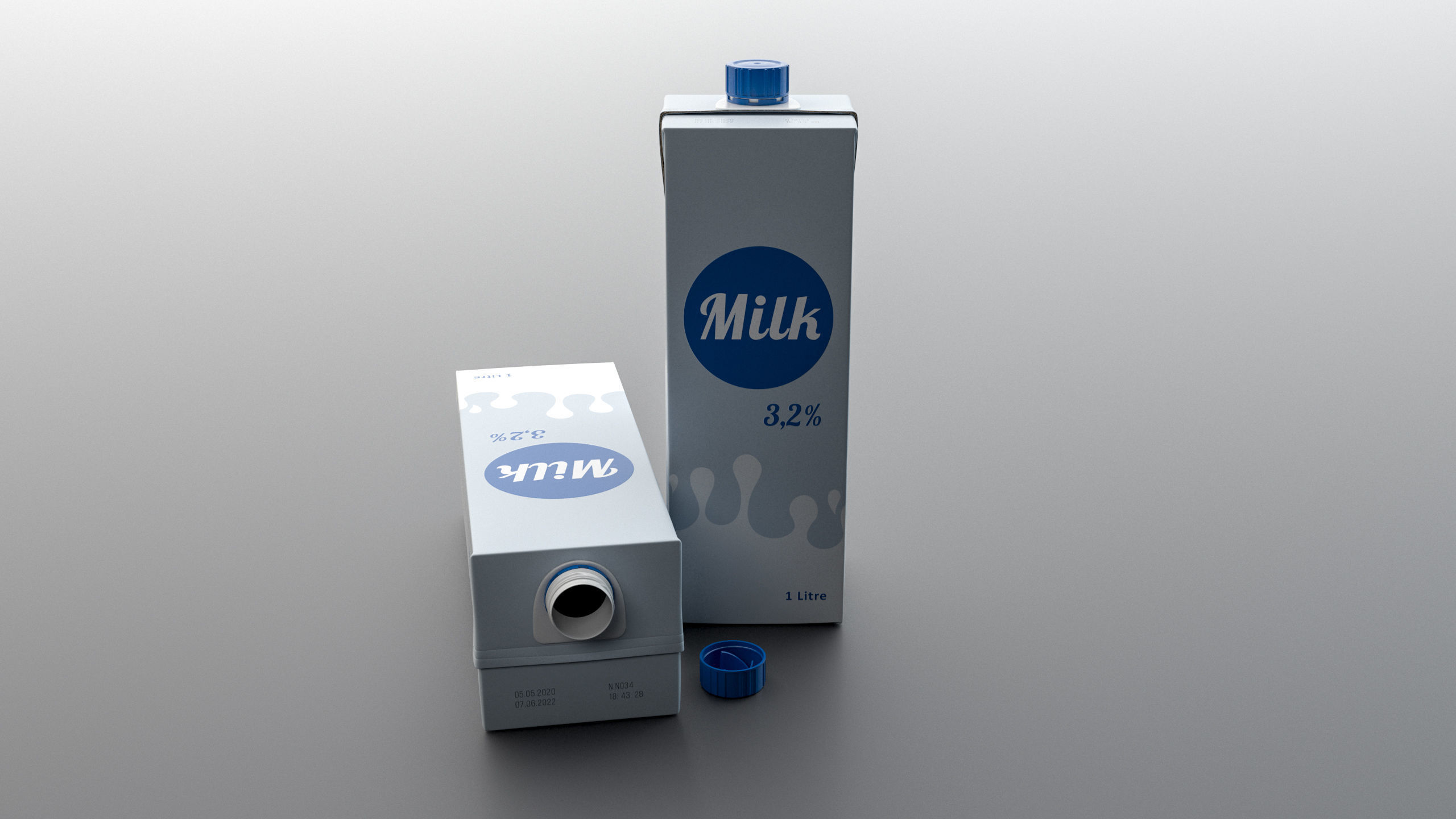 Milk Carton Package 1L 3D model 3D model_3