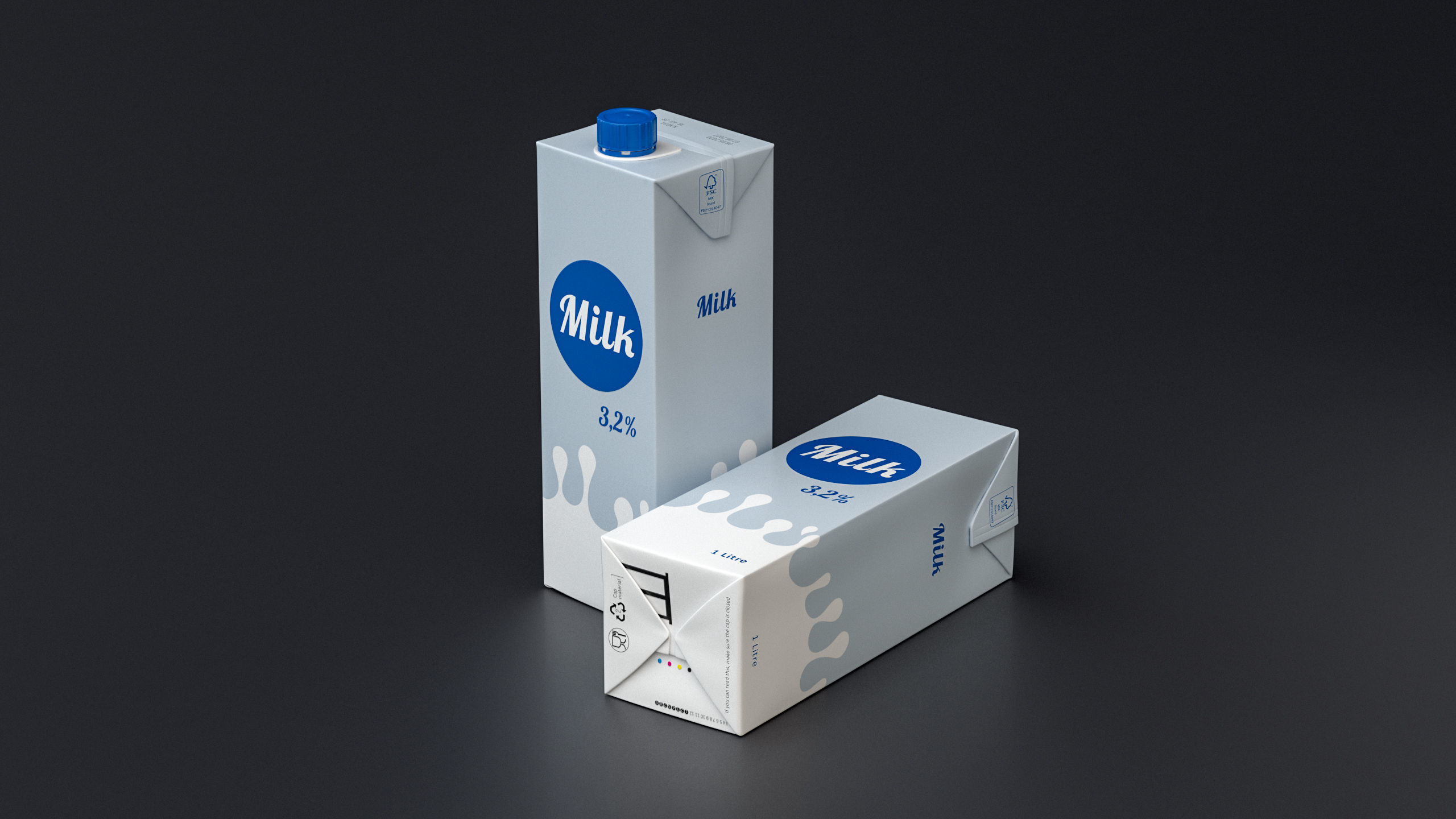 Milk Carton Package 1L 3D model 3D model_2