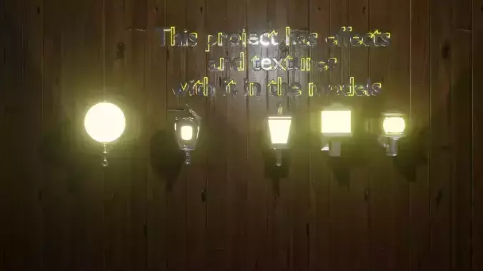 Lantern 3d light on wooden wall Low-poly 3D model