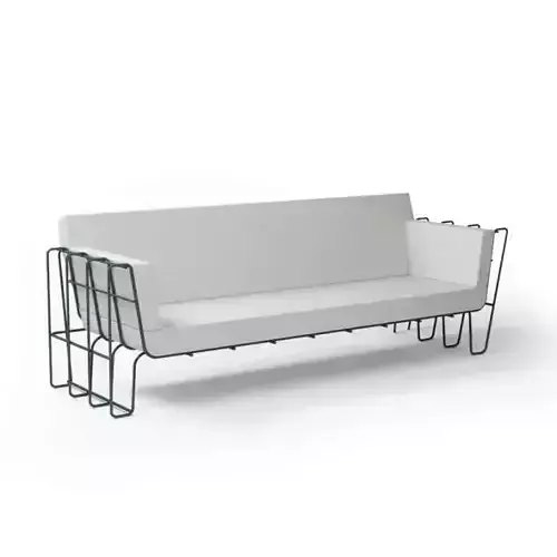White Leather Sofa With Metal Frame