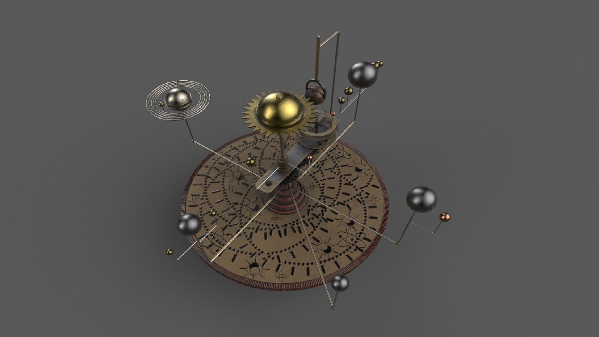 table with planets and star system PBR low-poly 3D model Low-poly 3D model_4