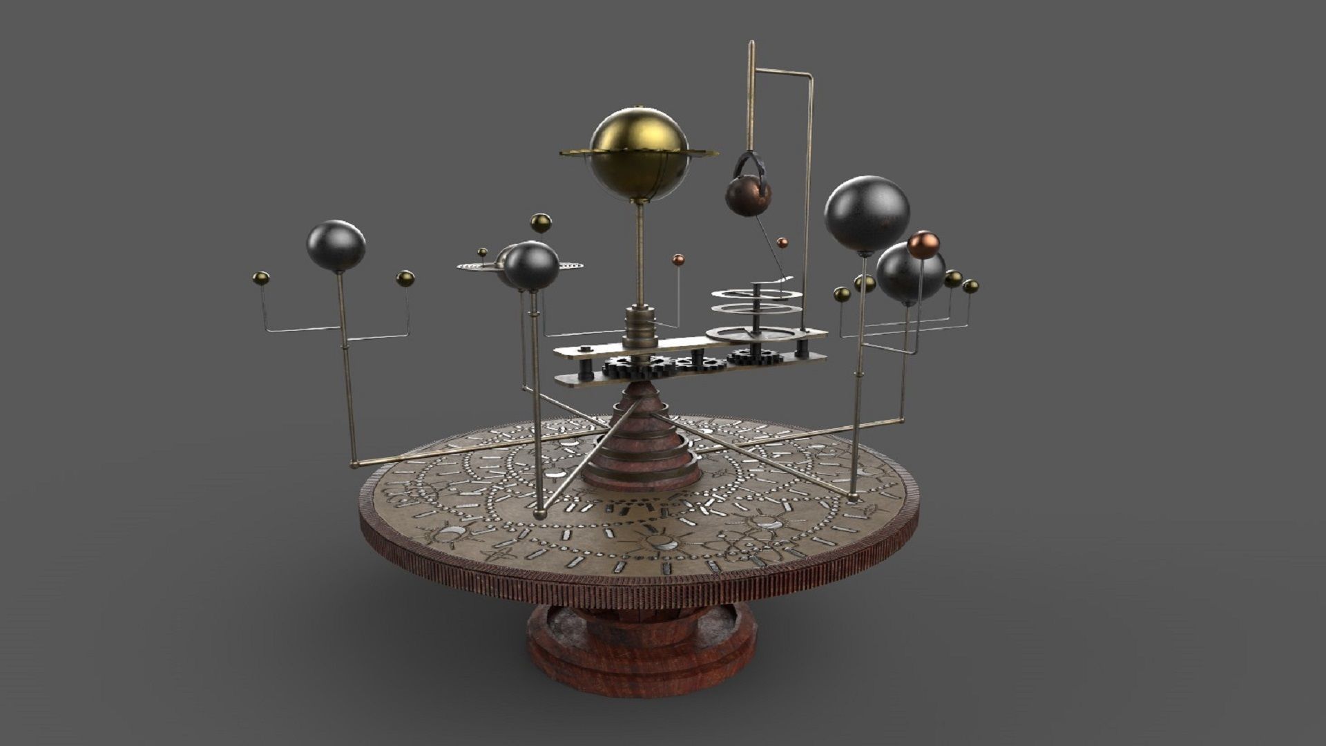 table with planets and star system PBR low-poly 3D model Low-poly 3D model_3