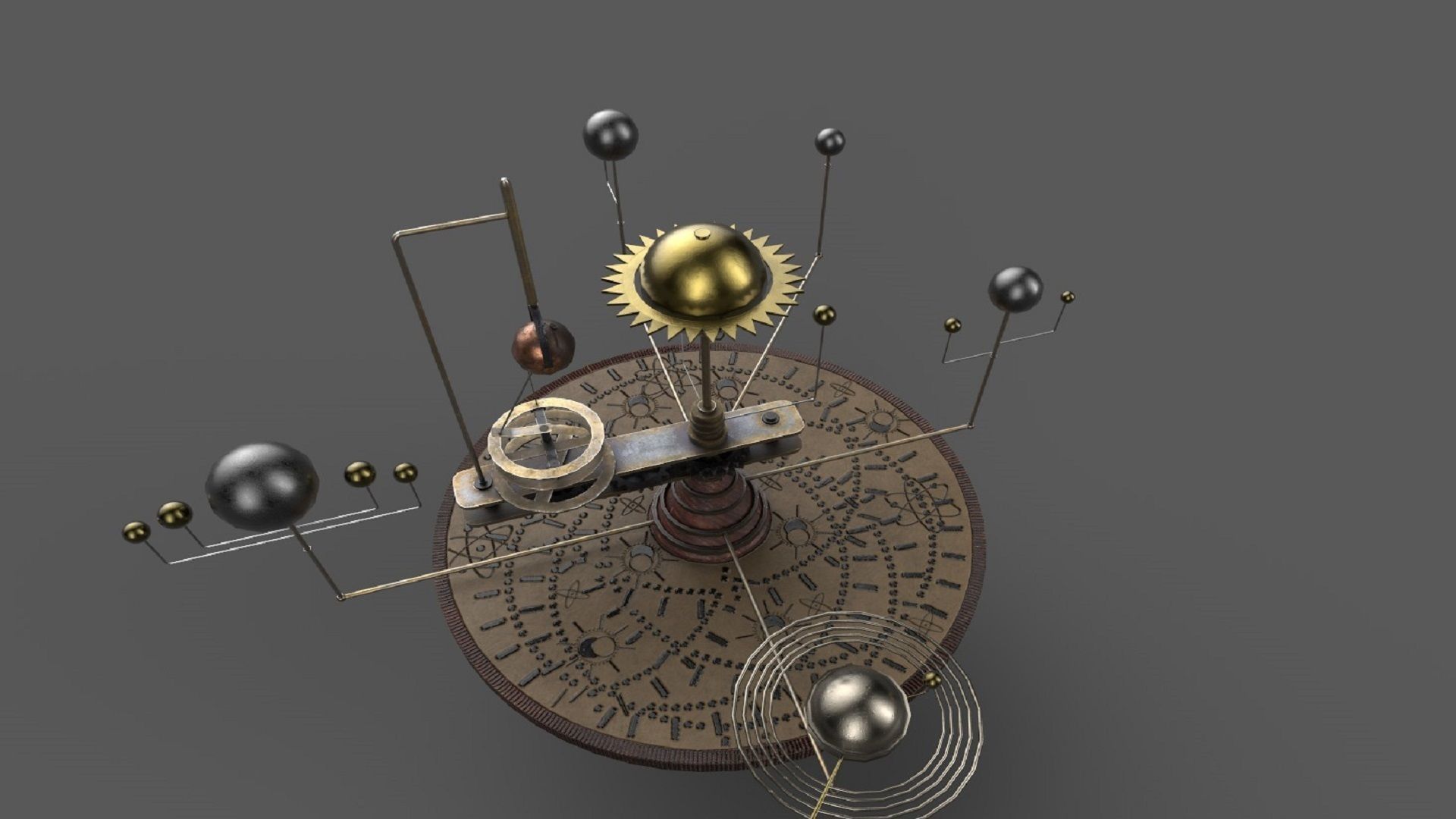 table with planets and star system PBR low-poly 3D model Low-poly 3D model_1