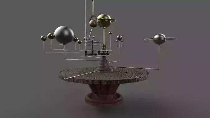 table with planets and star system PBR low-poly 3D model Low-poly 3D model