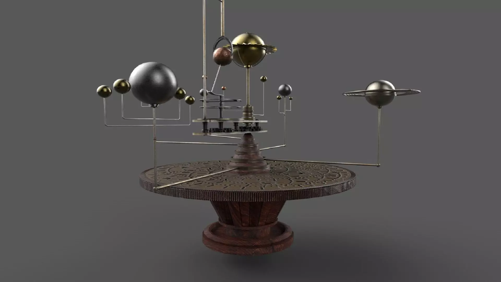 table with planets and star system PBR low-poly 3D model Low-poly 3D model_0