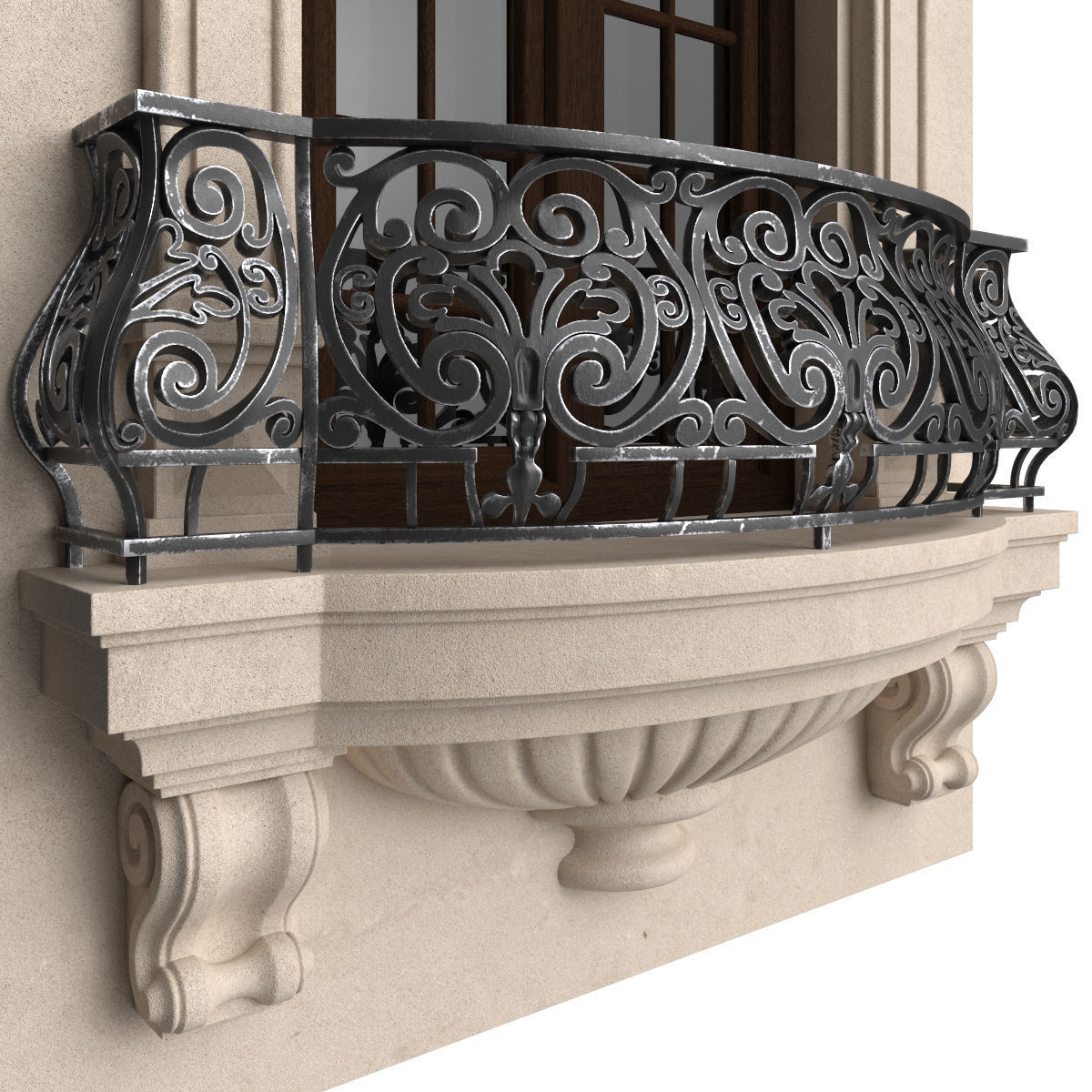 Classic balconies 2 3D model_3