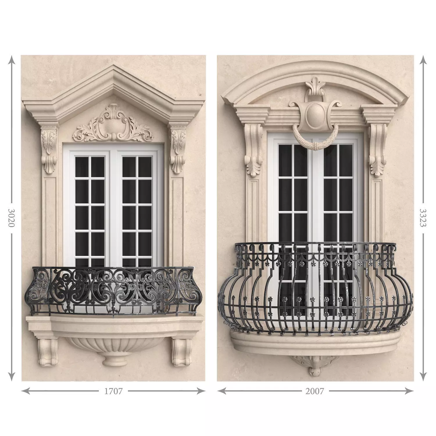 Classic balconies 2 3D model_0