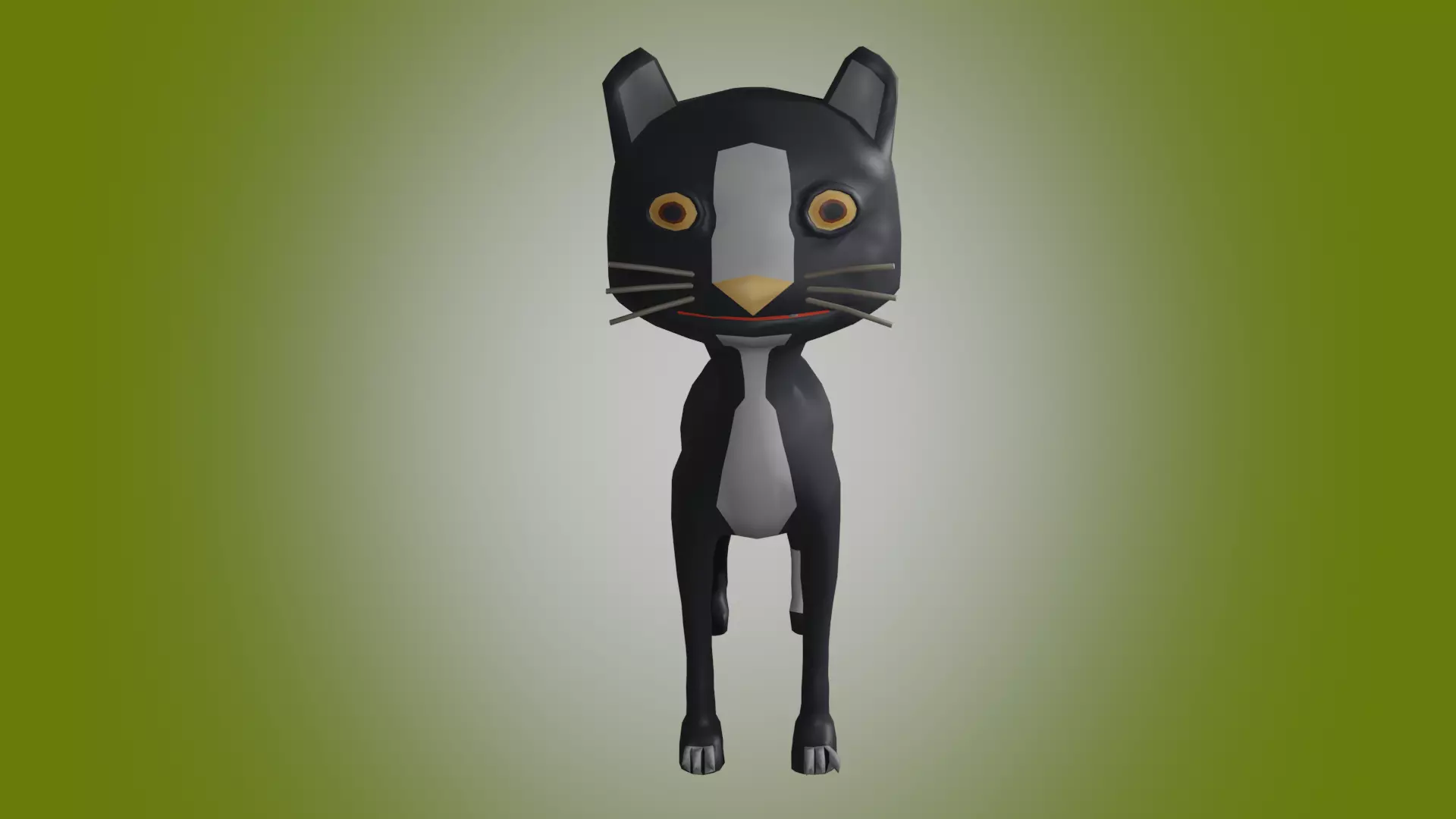 animated cartoon cat Low-poly 3D model_0