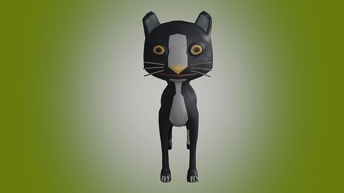 animated cartoon cat Low-poly 3D model