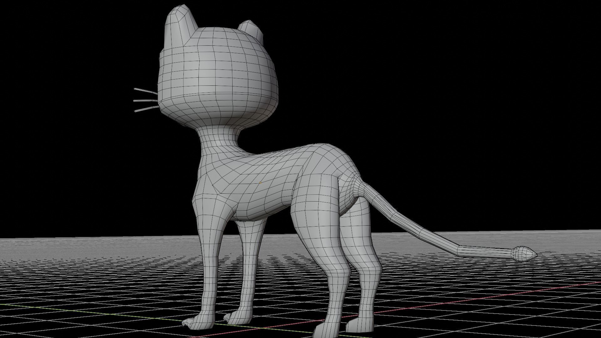 animated cartoon cat Low-poly 3D model_4
