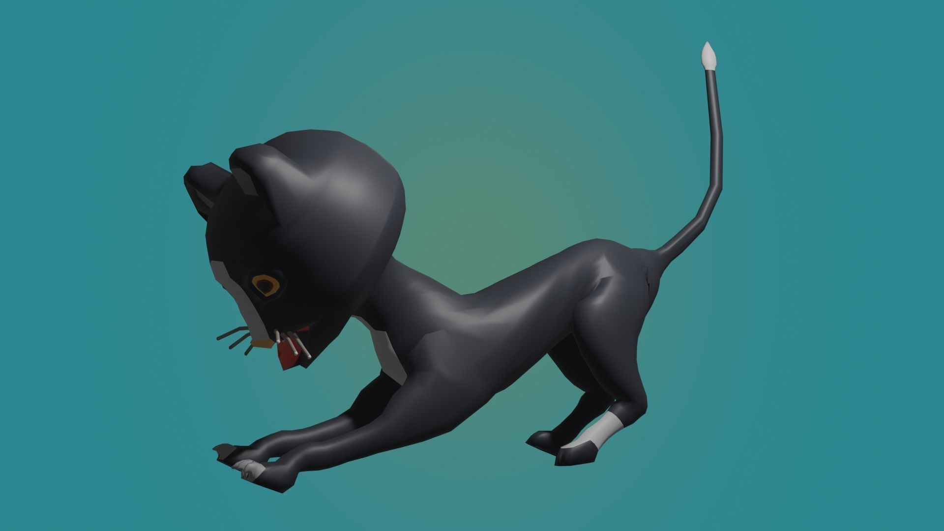animated cartoon cat Low-poly 3D model_6