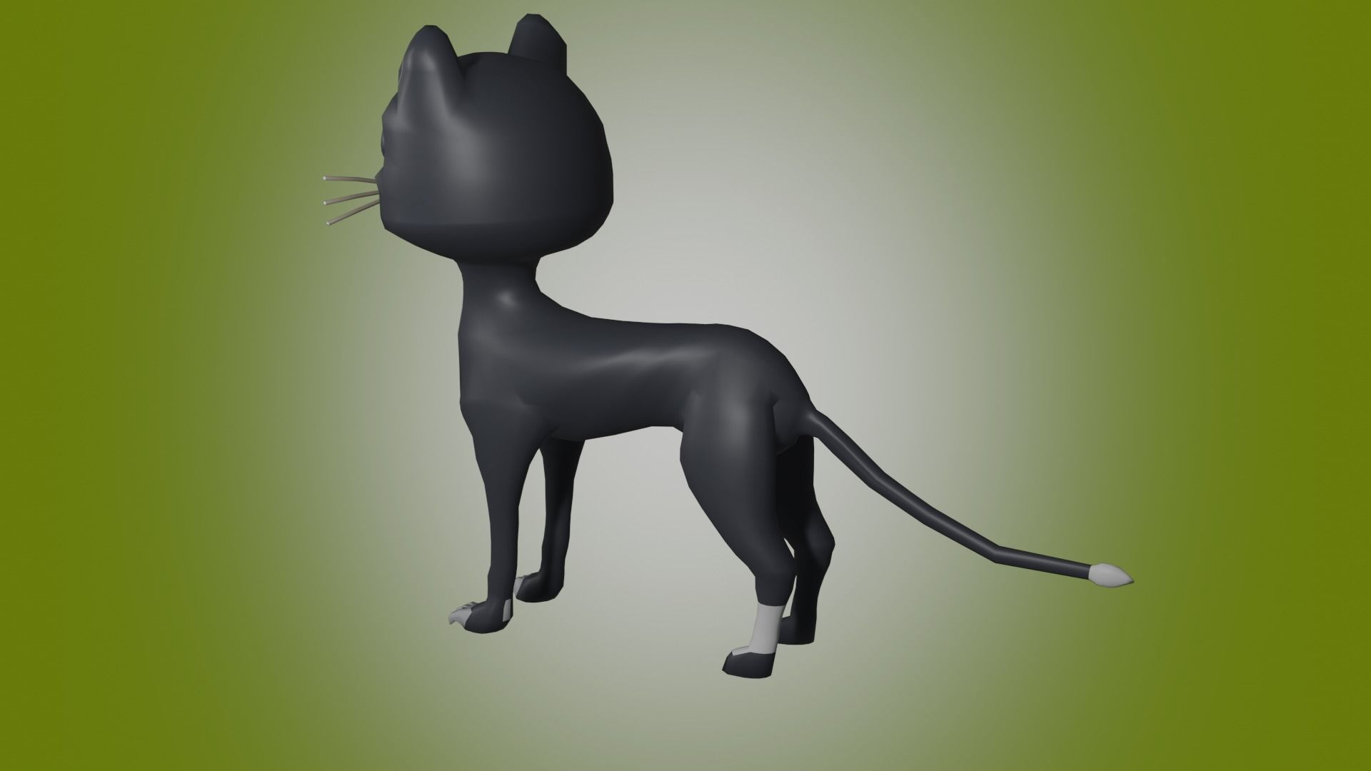 animated cartoon cat Low-poly 3D model_1