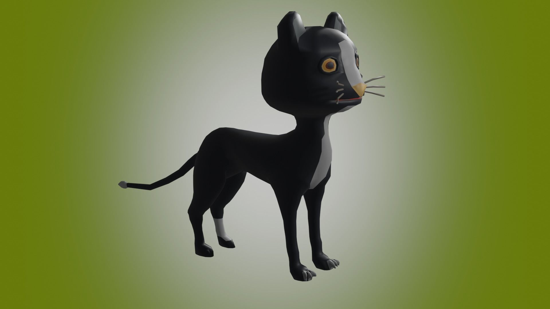 animated cartoon cat Low-poly 3D model_2