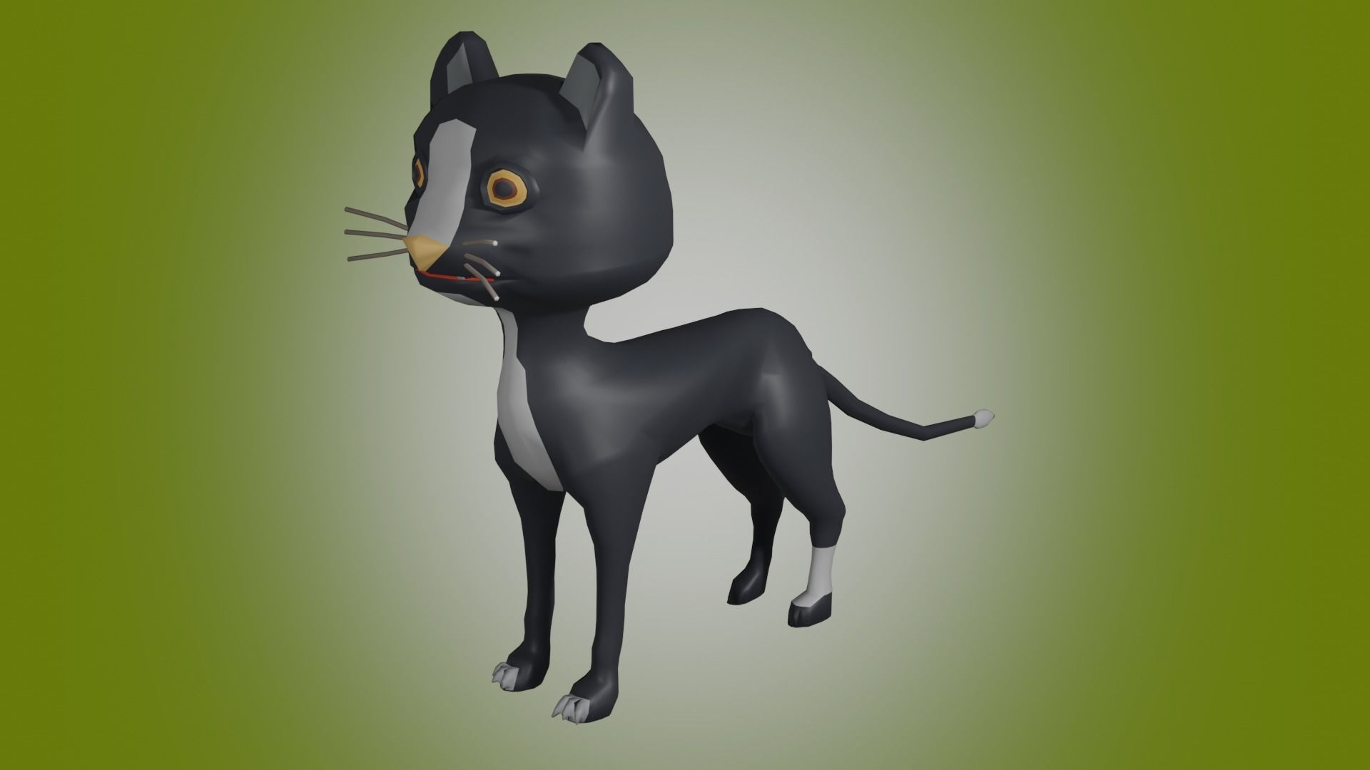 animated cartoon cat Low-poly 3D model_5