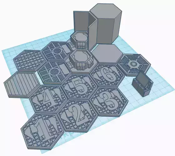 Hex Board Game Tiles and Base Rings 3D print model