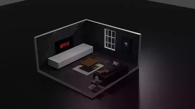 Isometric Netflix room