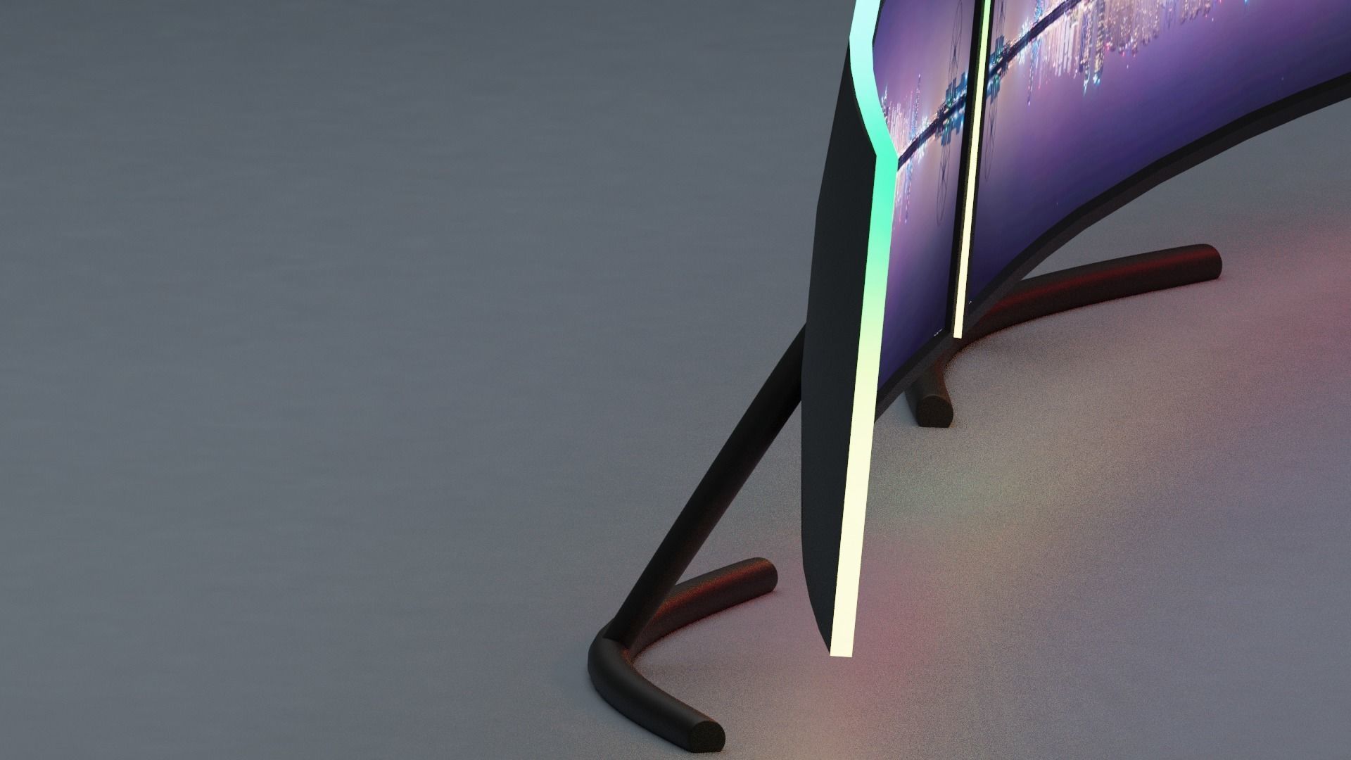 dual gaming monitors with RGB lights Free 3D model_2