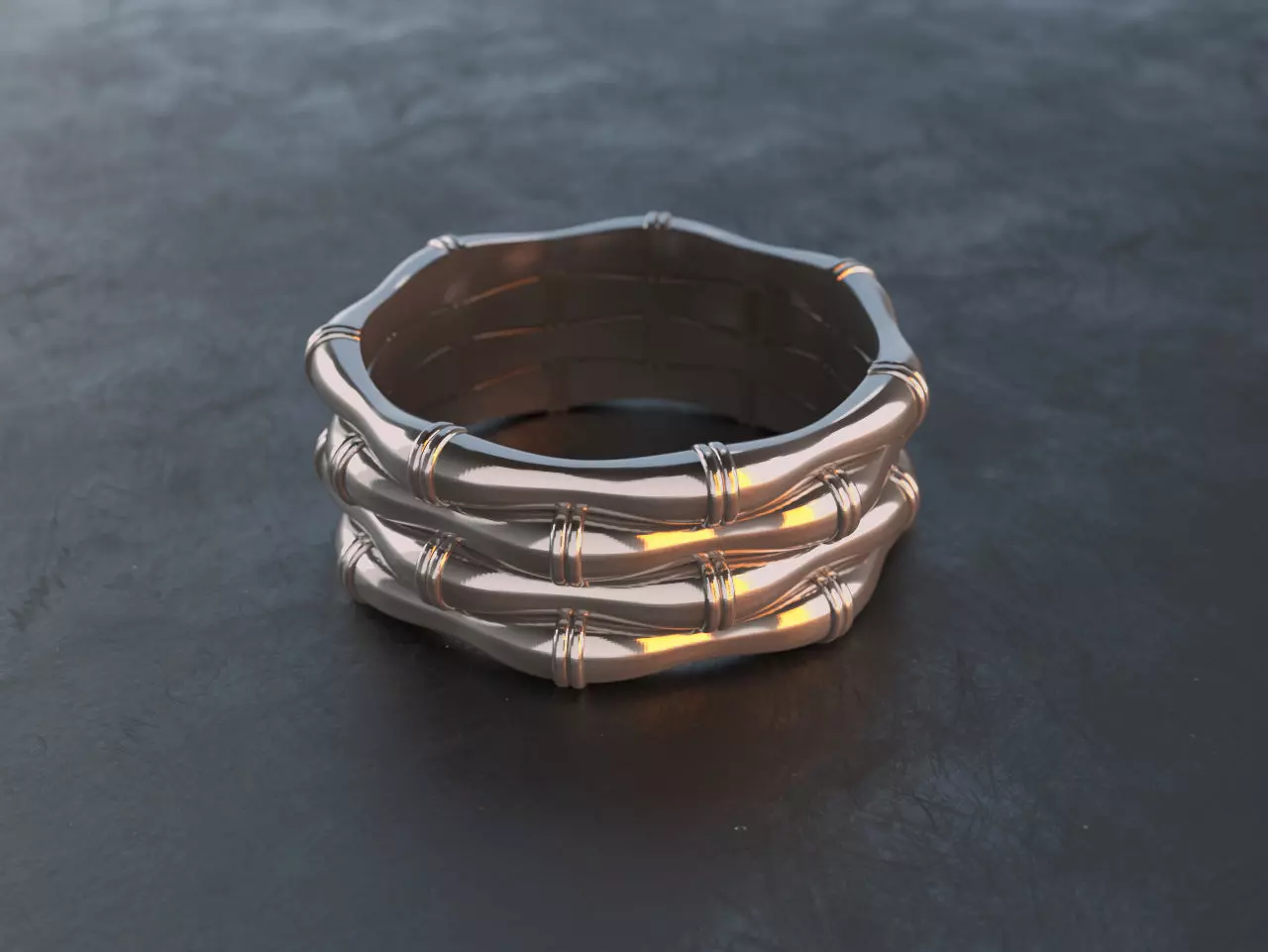 bamboo-shaped ring 3D print model