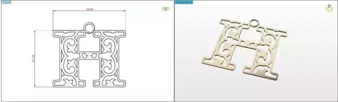 H letter pendant 3D print model
