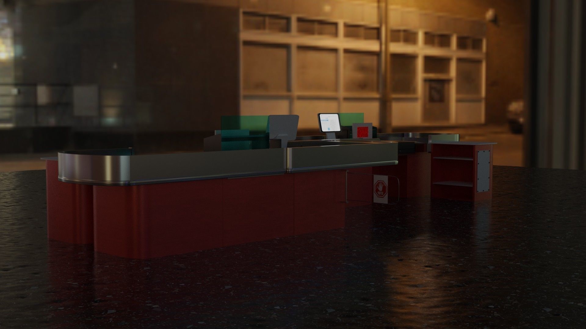 Checkout model in a modern supermarket Low-poly 3D model_5