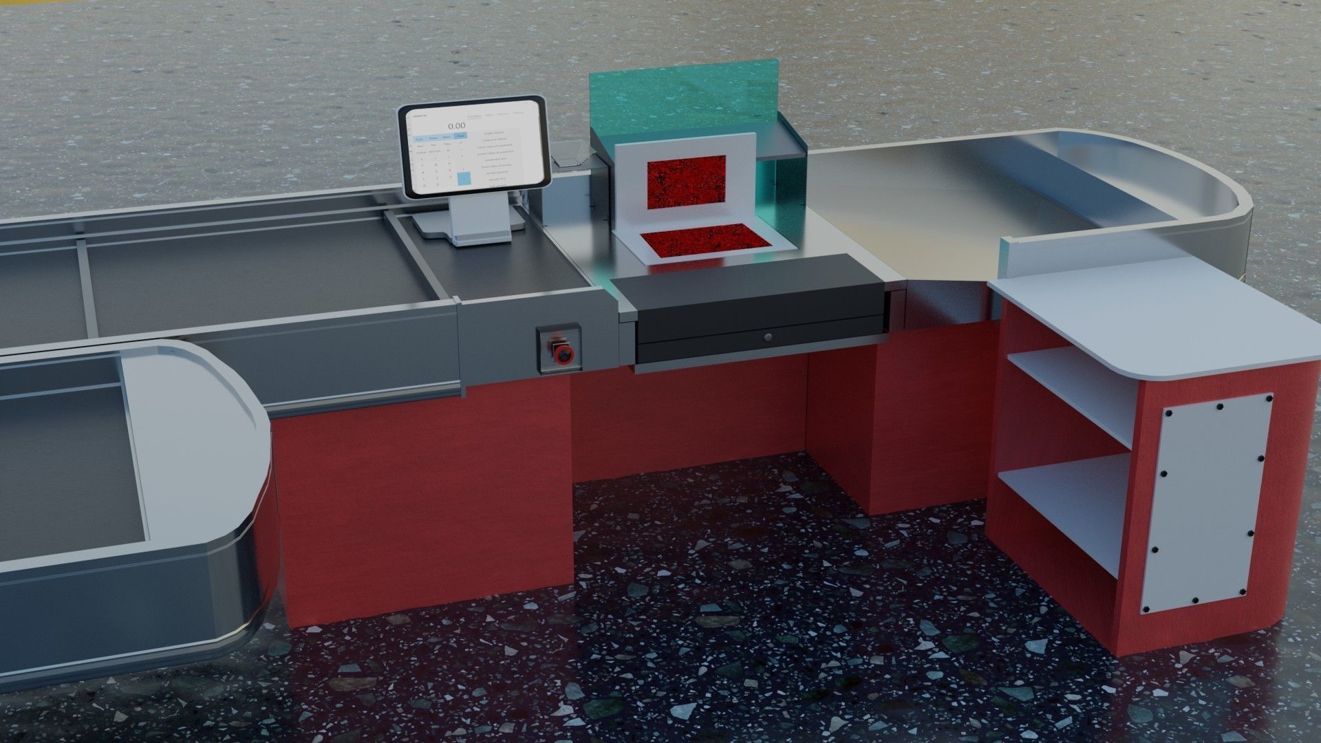 Checkout model in a modern supermarket Low-poly 3D model_2