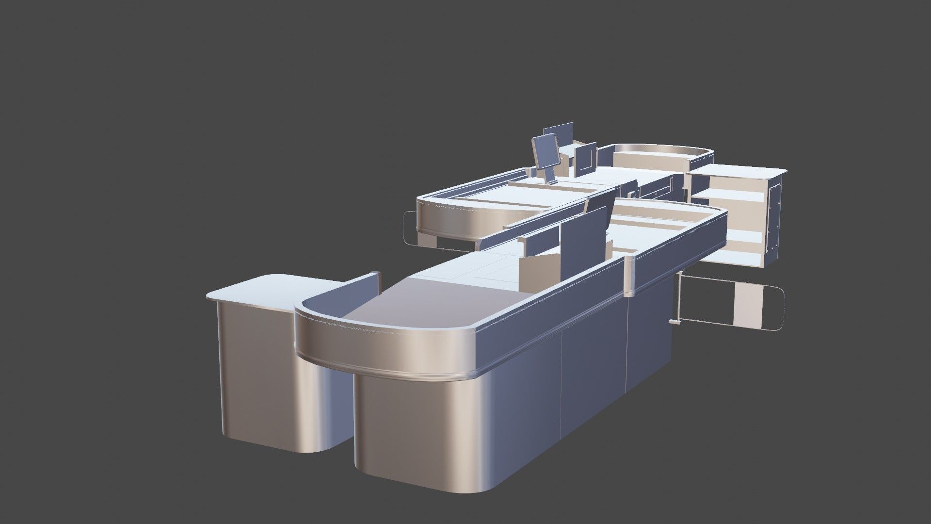 Checkout model in a modern supermarket Low-poly 3D model_9