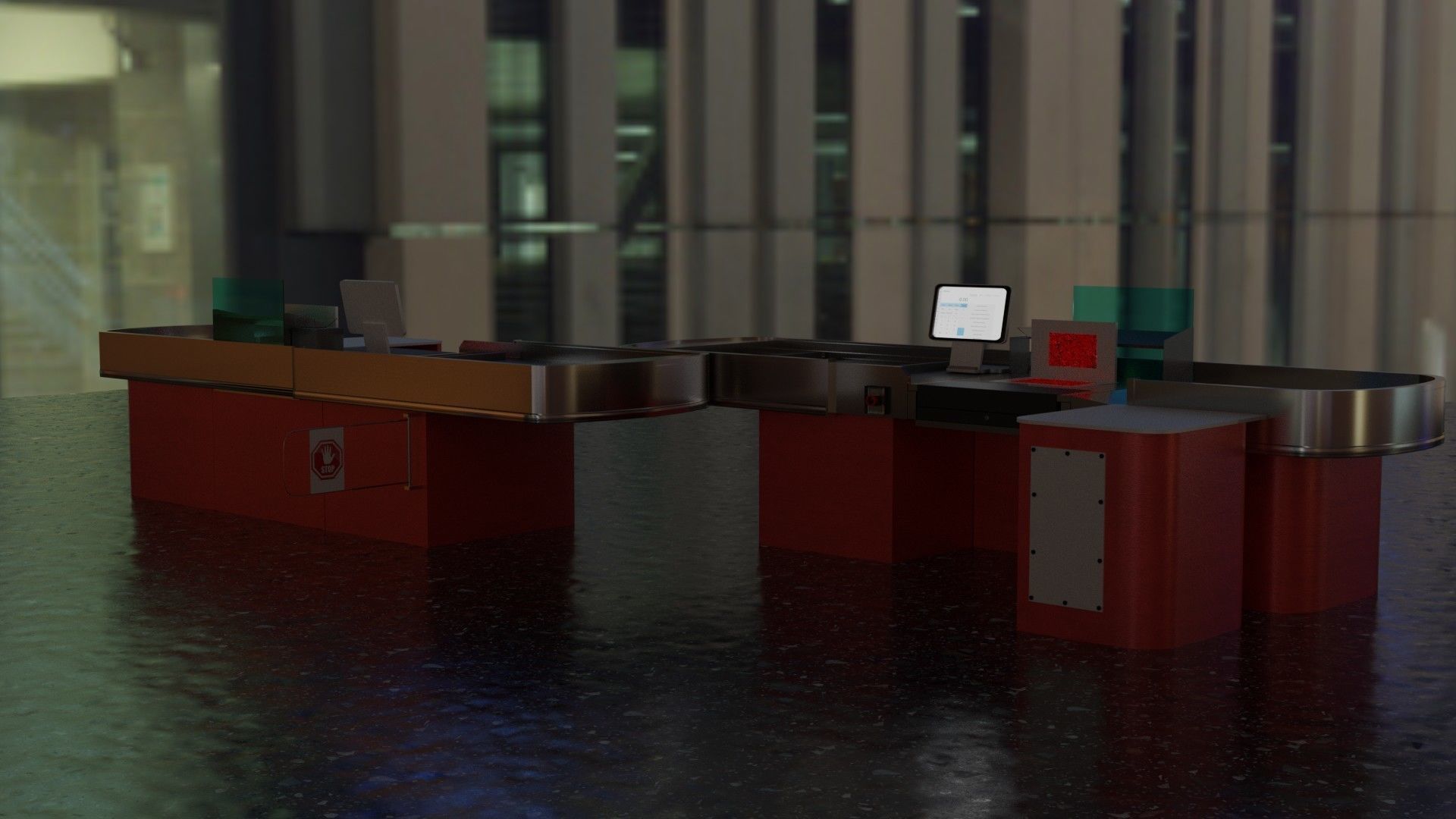 Checkout model in a modern supermarket Low-poly 3D model_4