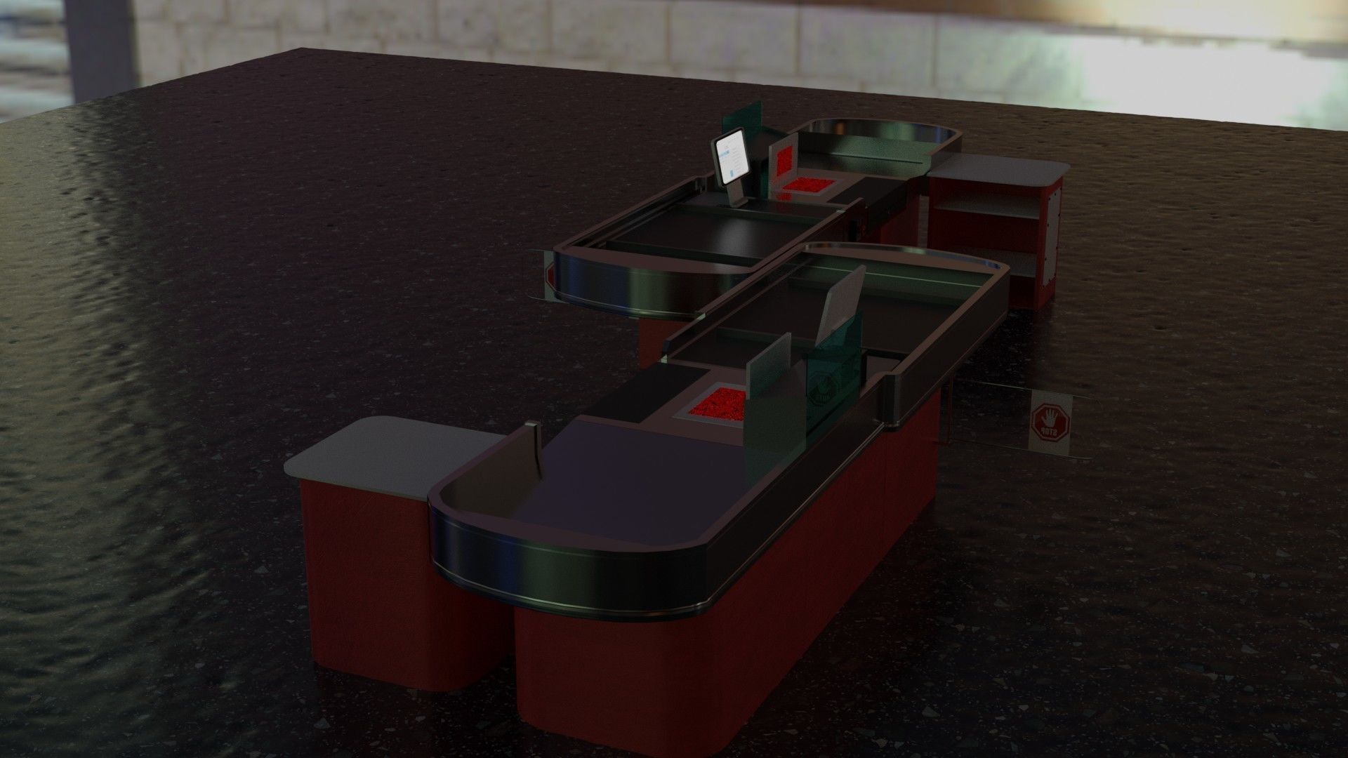 Checkout model in a modern supermarket Low-poly 3D model_7
