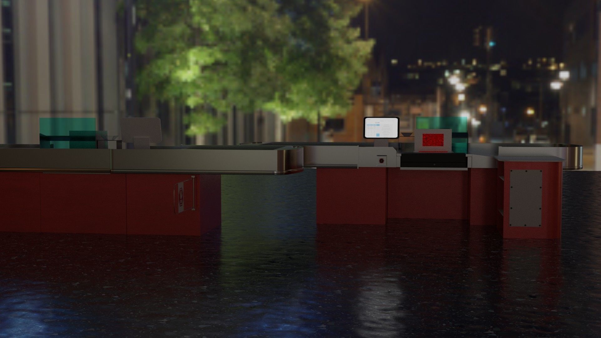 Checkout model in a modern supermarket Low-poly 3D model_6