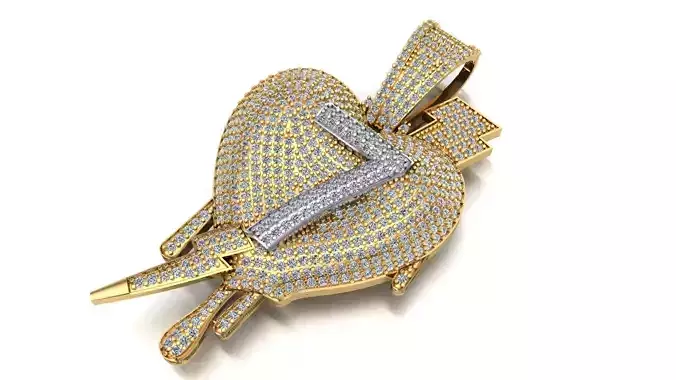 7 heart pendant 3D print model