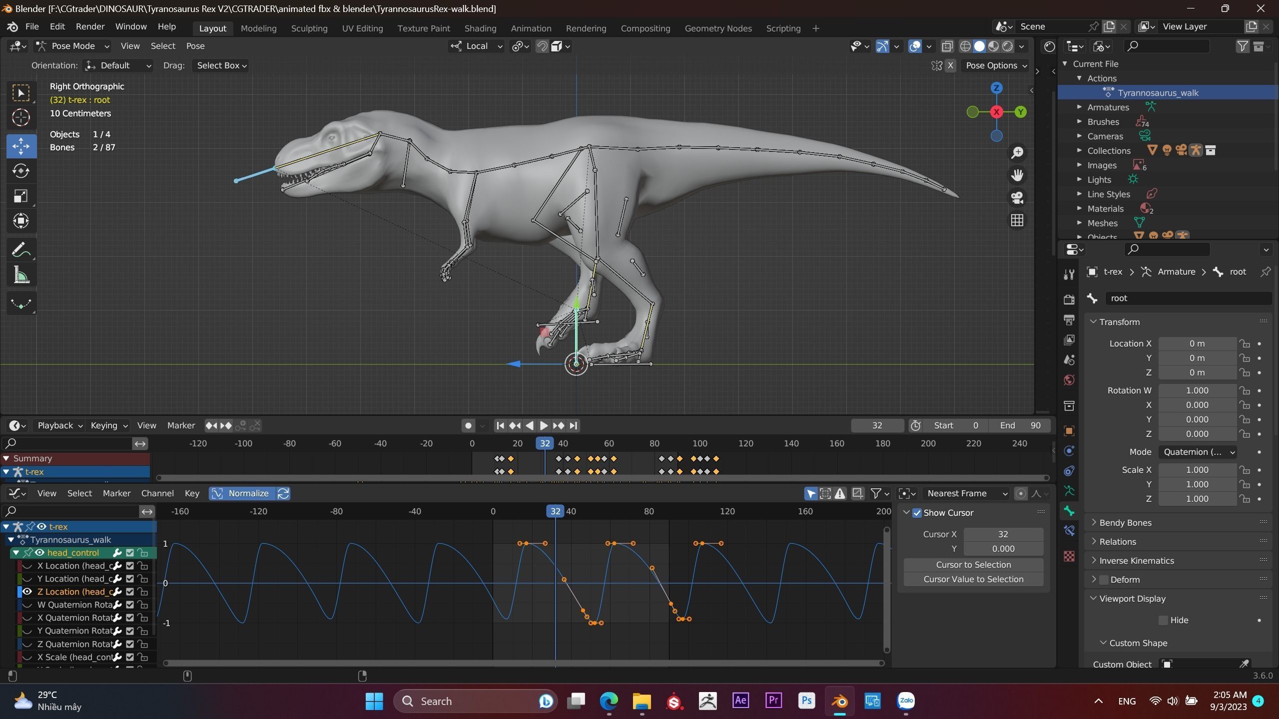 Tyrannosaurus Rex - Theropod Dinosaur Low-poly 3D model_11