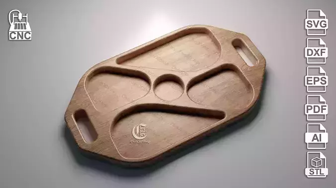 Serving Tray v2 - 3D STL file and vector files for CNC 3D print model