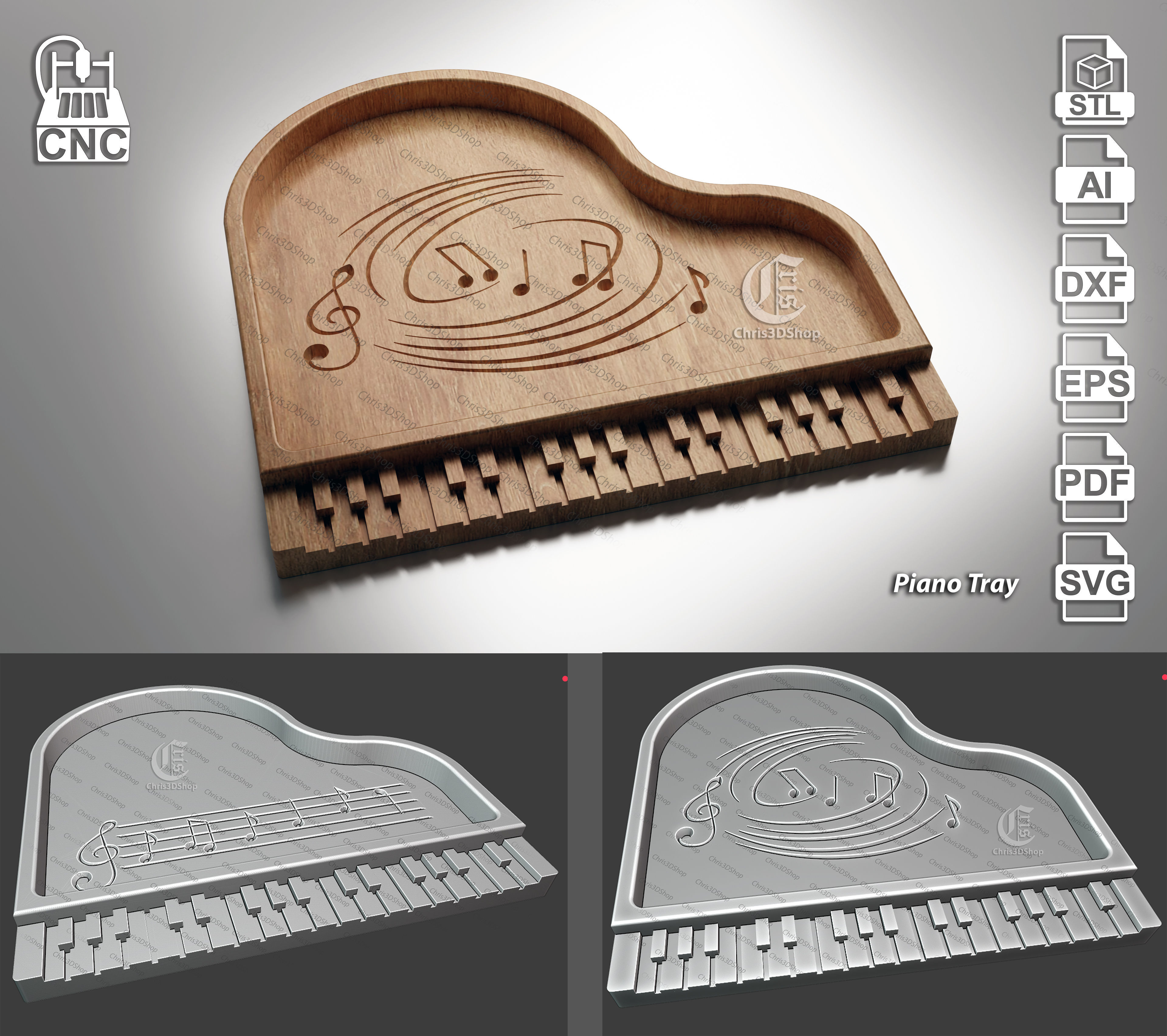 10 Trays Pack V3 - Files For CNC 3D print model_6