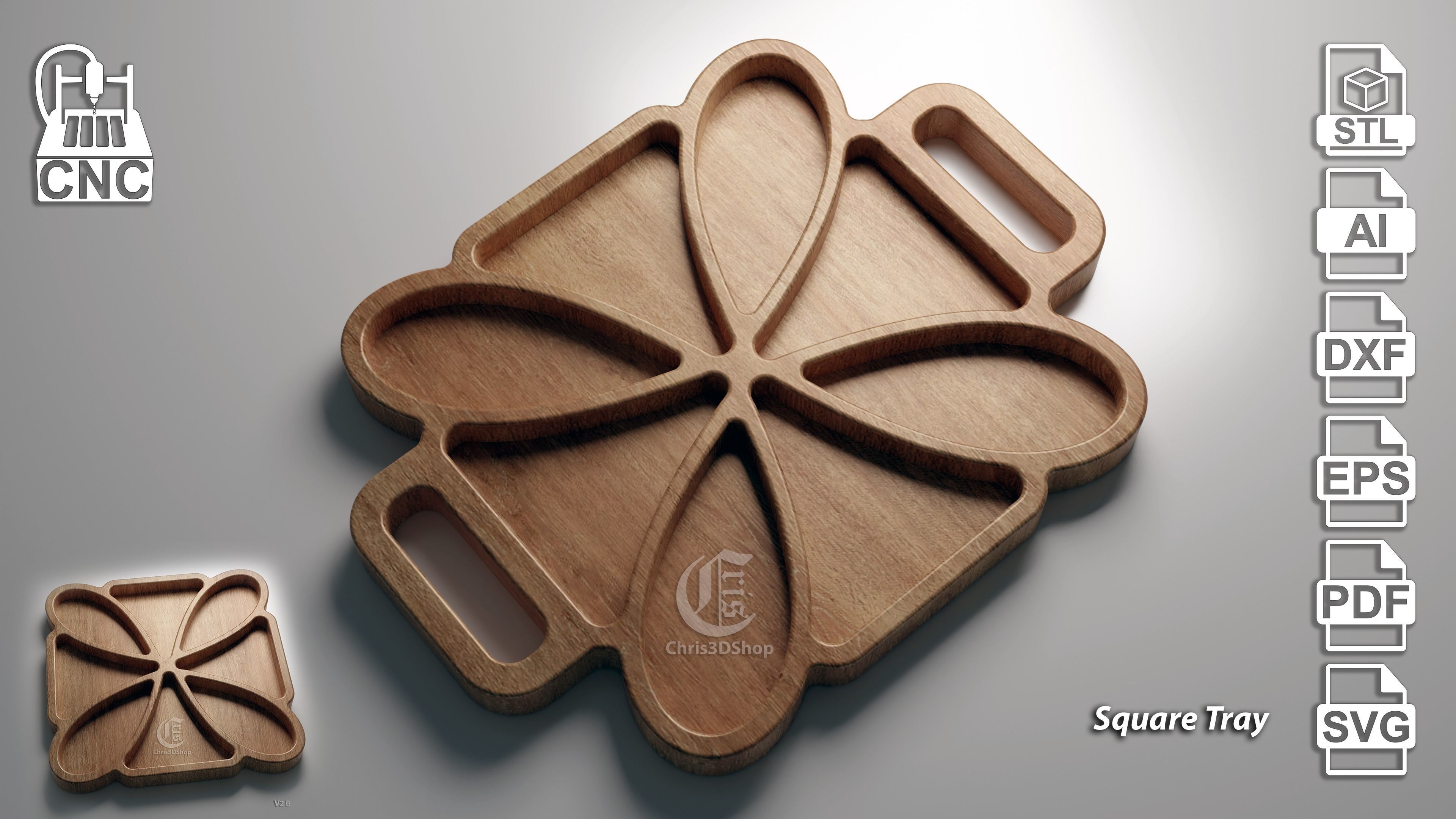 10 Trays Pack V3 - Files For CNC 3D print model_8