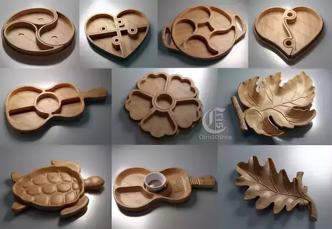 10 Trays Pack V2- Files For CNC 3D print model