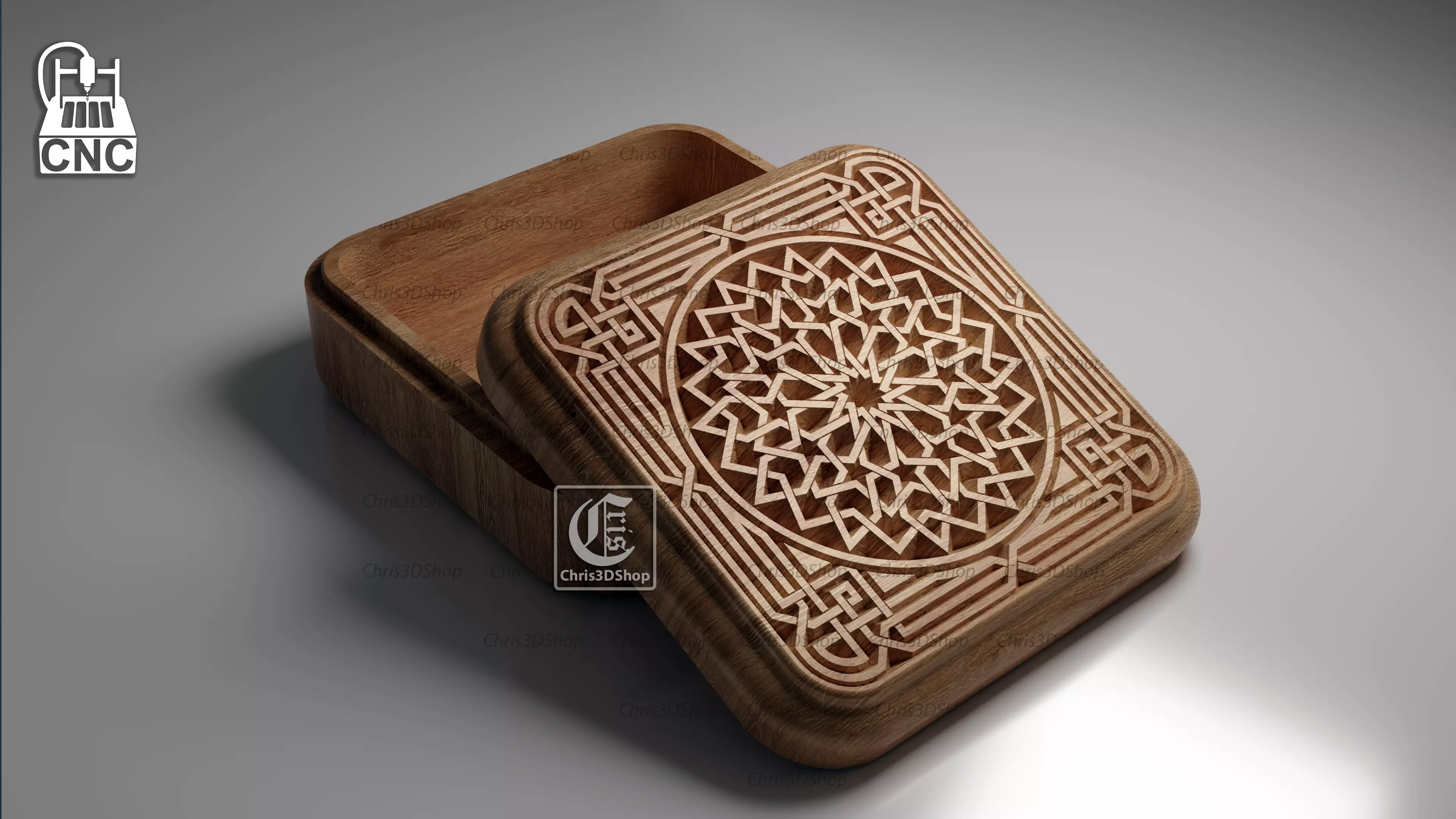 Square Jewelry Box - Files for CNC and 3D Printer 3D print model_0