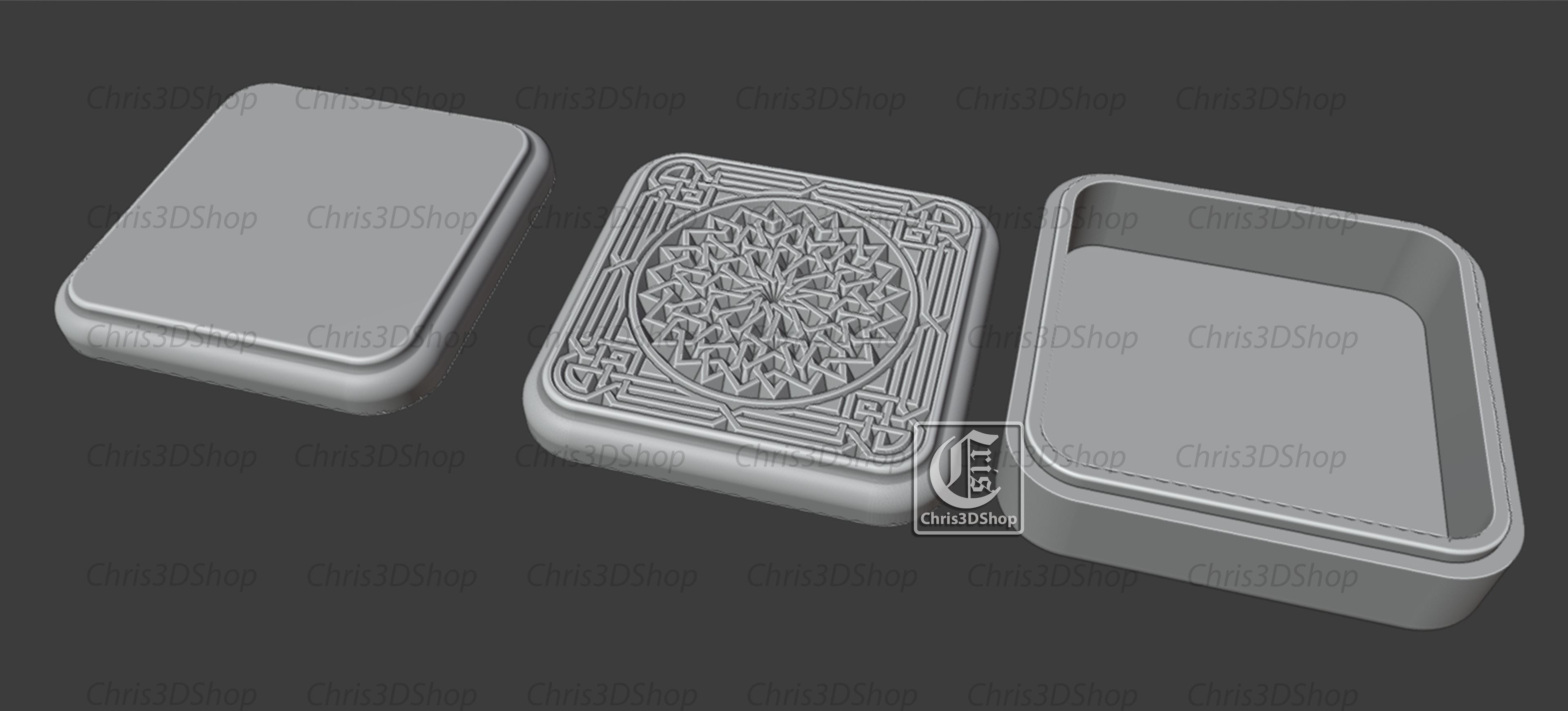 Square Jewelry Box - Files for CNC and 3D Printer 3D print model_1