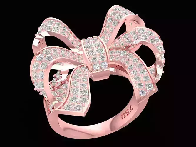 DIAMOND BOW RING 2253 3D print model