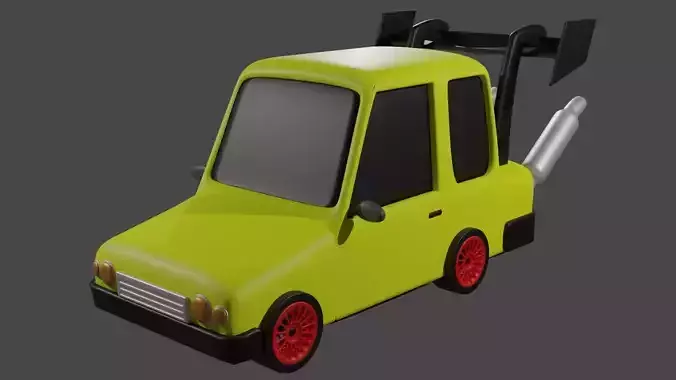 A Yellow Cartoon Racing Car