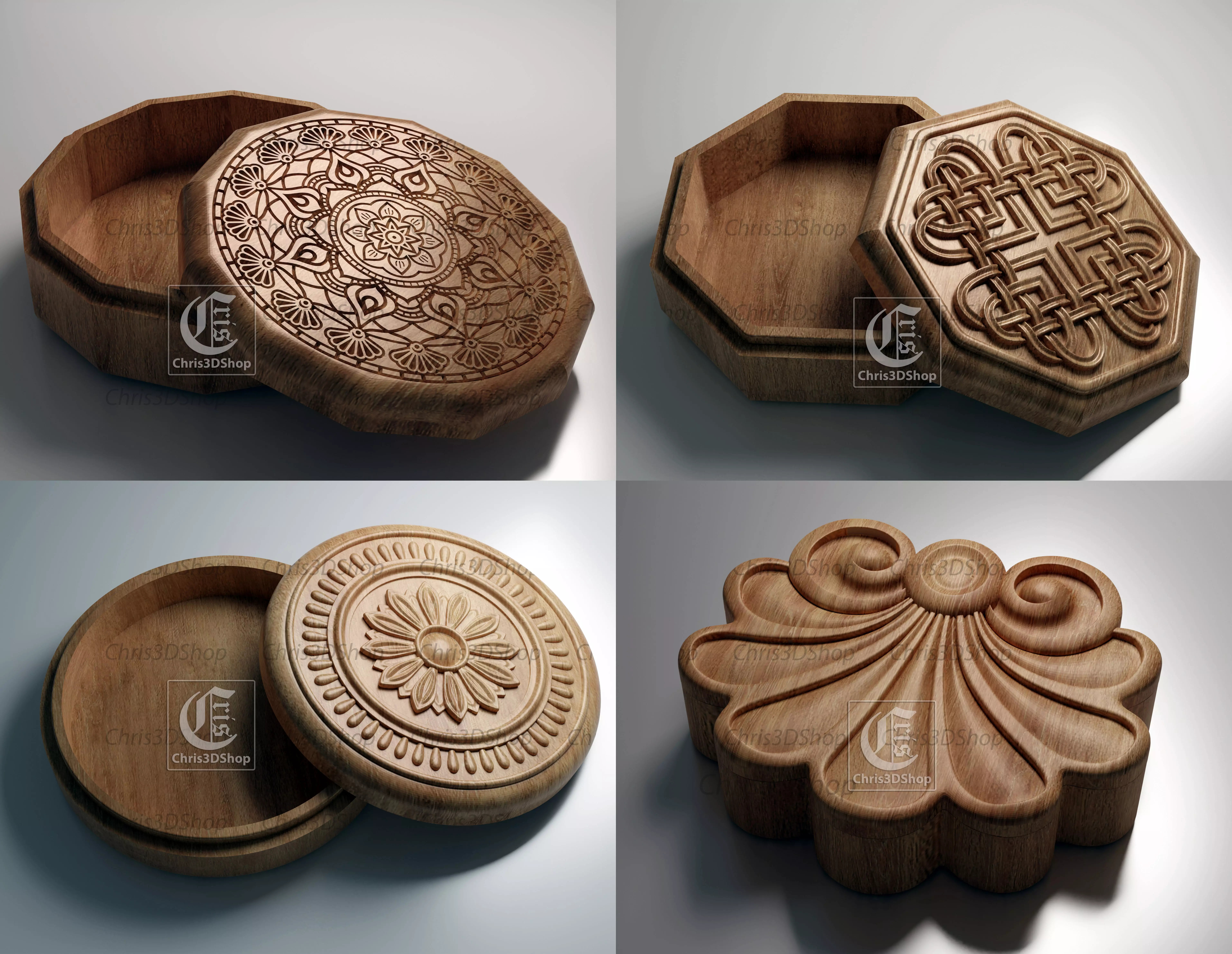 Jewelry Boxes Pack - Files for CNC and 3D Printer 3D print model_0
