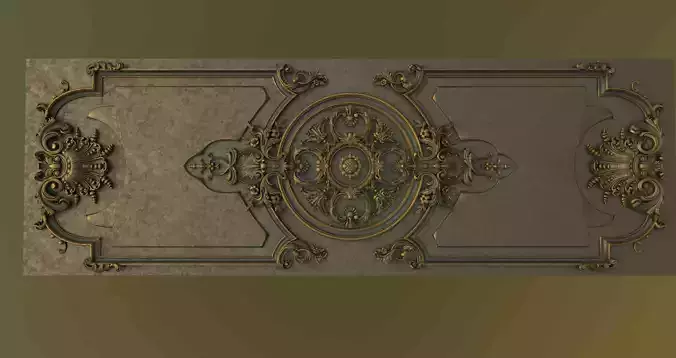 door 1 gold rug with ornate design