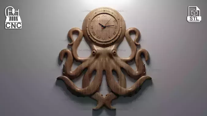 Octopus Clock - 3D STL file for CNC