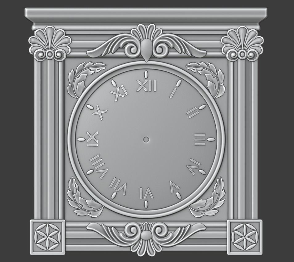 Square Clock - 3D STL file for CNC 3D print model_1