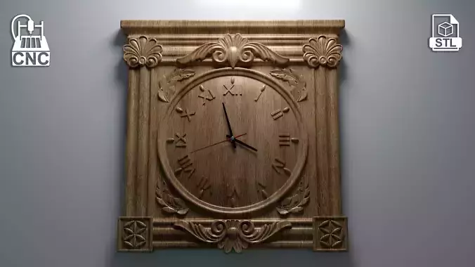 Square Clock - 3D STL file for CNC