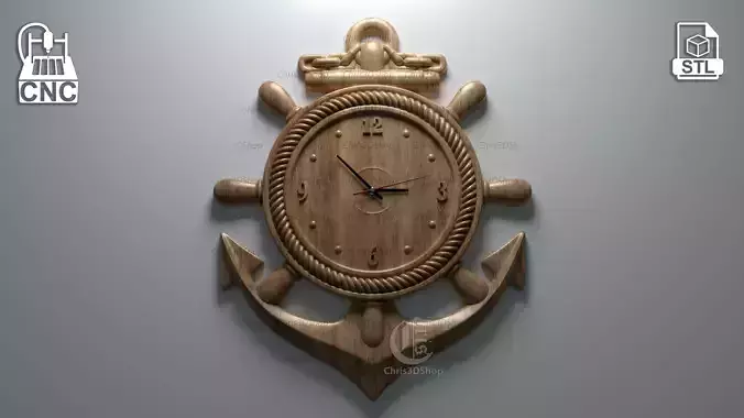 Anchor Wall Clock - 3D STL file for CNC 3D print model