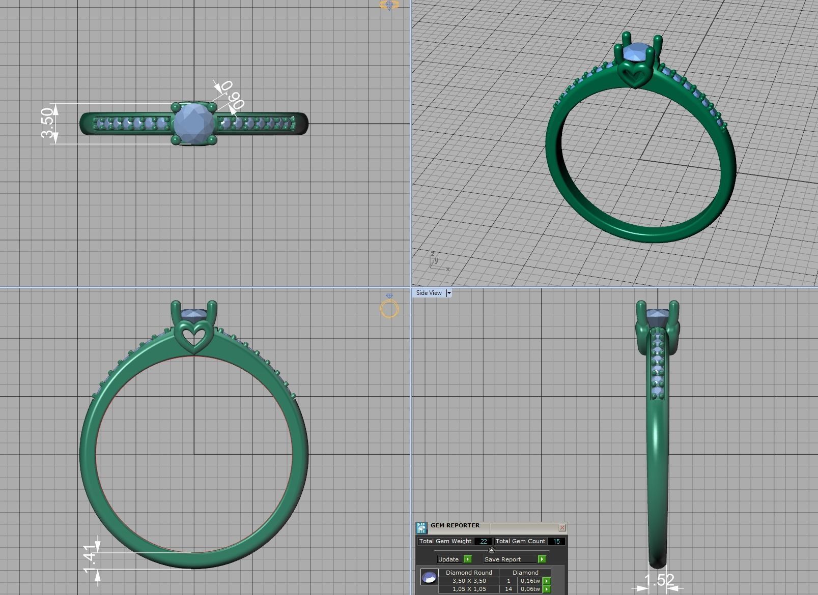 Jewelry Set Stud Earrings and Promise Ring  3D Model Collection_32