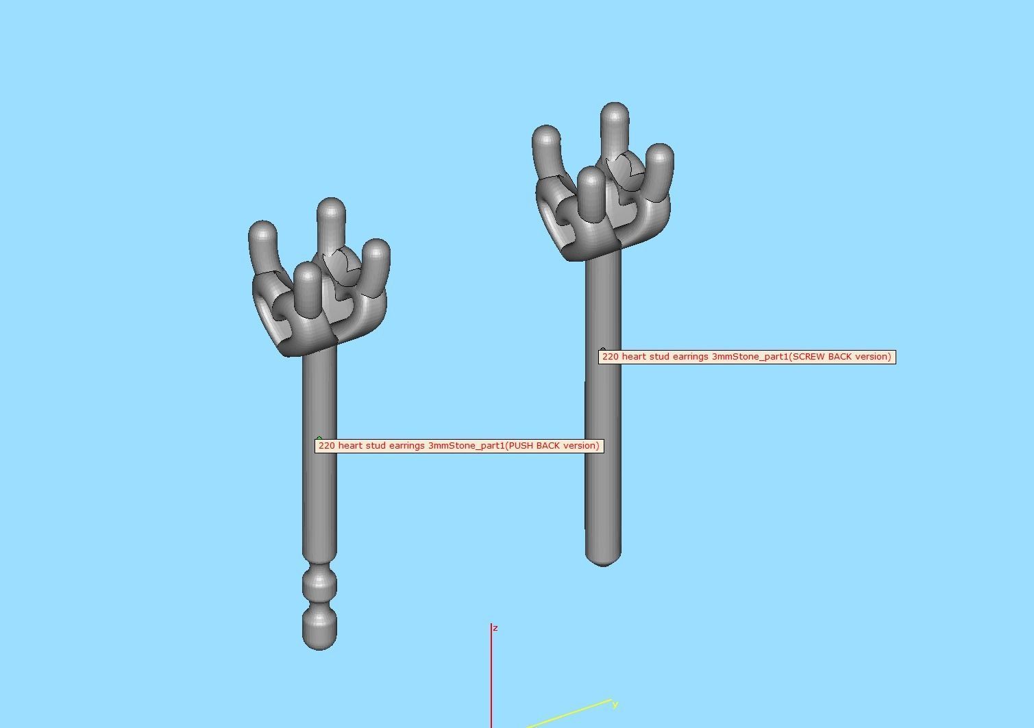 Jewelry Set Stud Earrings and Promise Ring  3D Model Collection_16