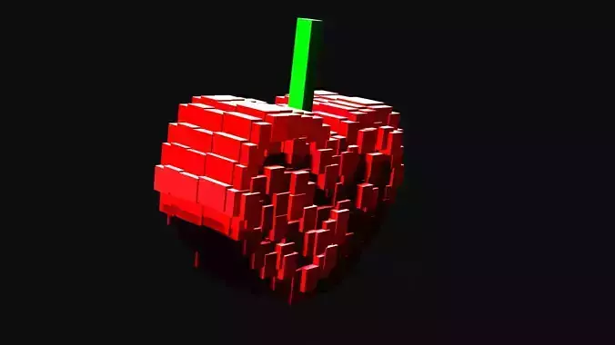 Cherries cherry with straw Low-poly 3D model