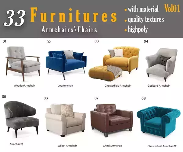 33 Furniture -Armchair and Chair- Vol01